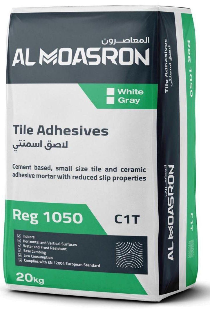 لاصق بلاط إسمنتي أبيض اقتصادي من شركة المعاصرون بوزن 20 كغ(REG 1050). - موسسة حلول لمواد البناء والتعهدات - بيت سحم - ريف دمشق